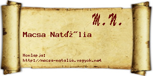 Macsa Natália névjegykártya